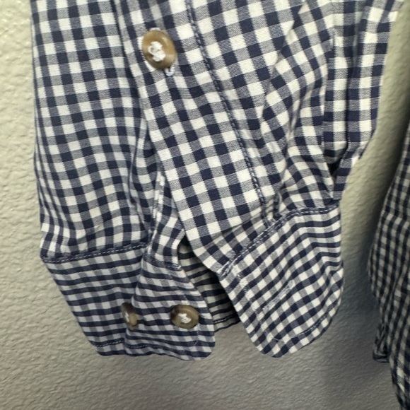 Orvis navy and white gingham button down long sleeve oxford casual shirt - Picture 3 of 9